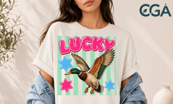 Lucky Duck Vintage Retro Pun Png: Playful Wildlife Charm