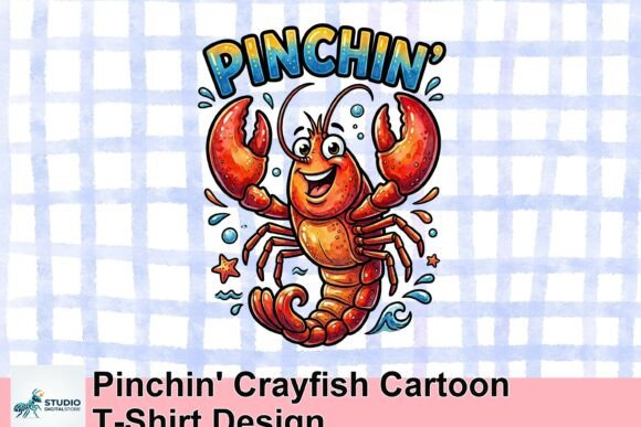 Pinchin' Crayfish Cartoon T-Shirt Design: Fun & Versatile Art